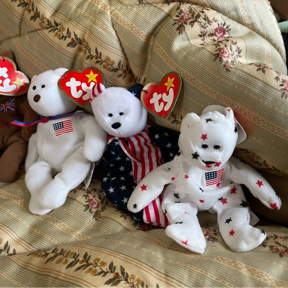 Vintage Ty Teenie Beanie Babies Mixed Lot 7 Pieces USA CANADA MEXICO GREAT BRITI